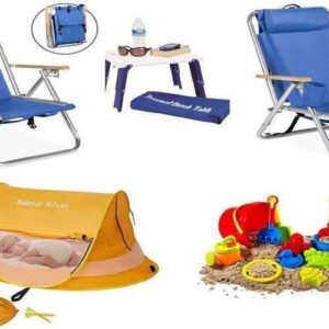 baby beach package with chairs, baby tent, and sand toys