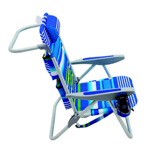 blue and green striped beach chair product shot