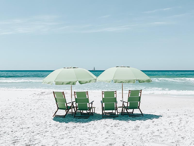 beach umbrellas and chairs at orange beach alabama